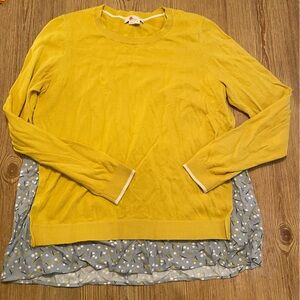 Boden Yellow Sweater with Blue Floral Hem
